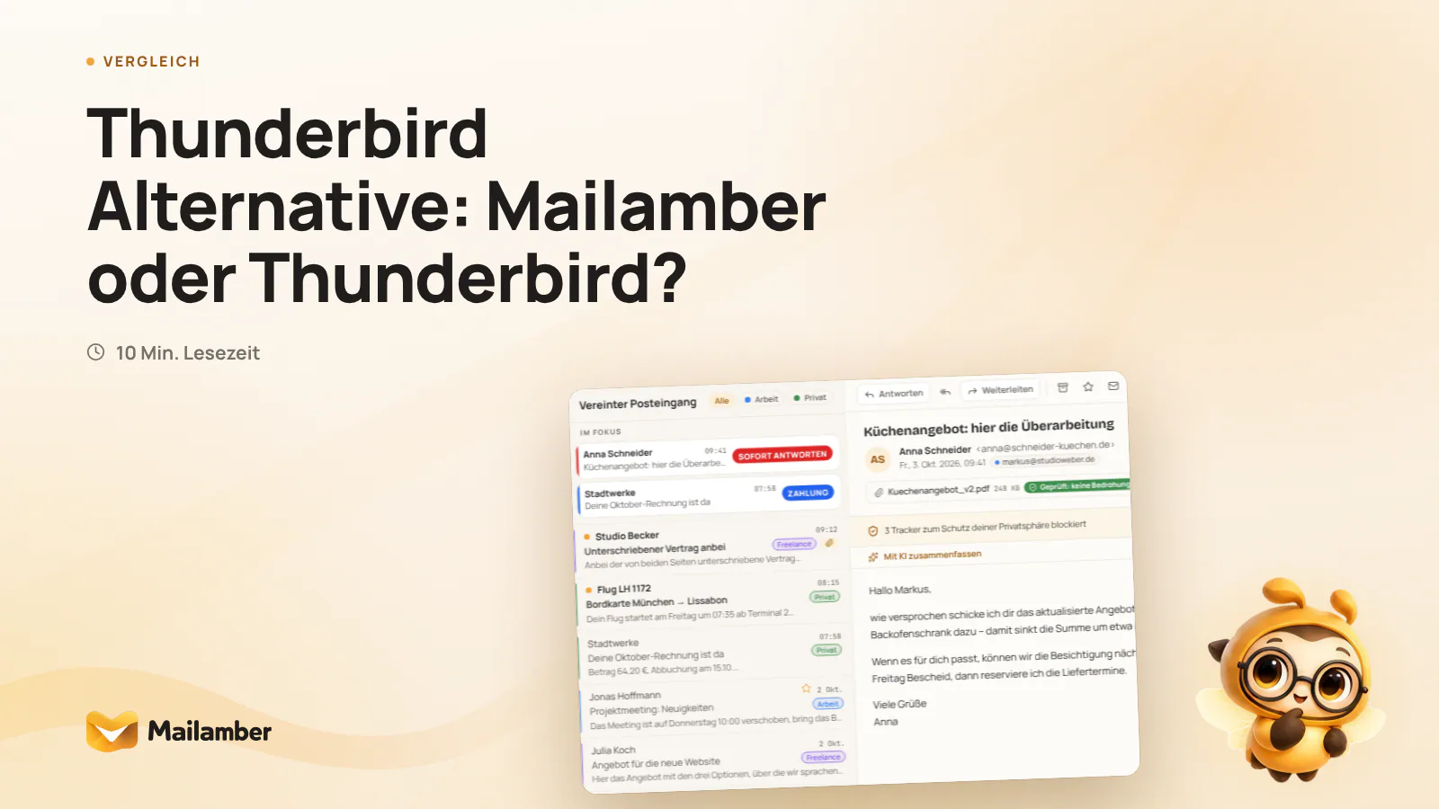 Thunderbird Alternative: Mailamber oder Thunderbird?