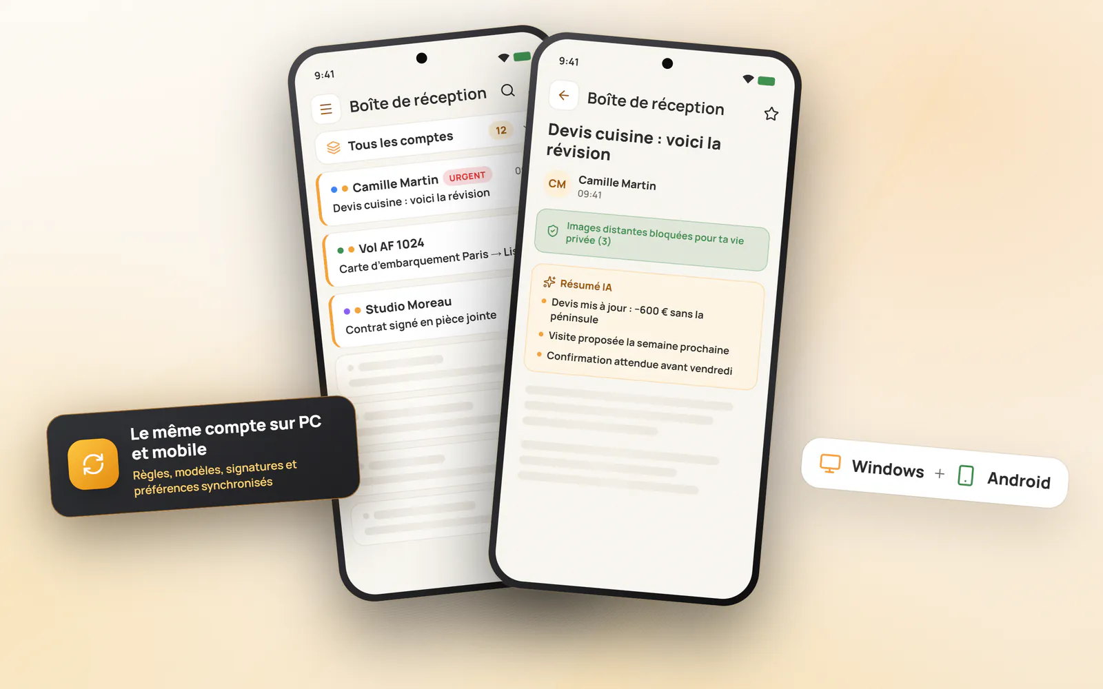 L’app Mailamber pour Android : réception unifiée et lecture avec résumé IA